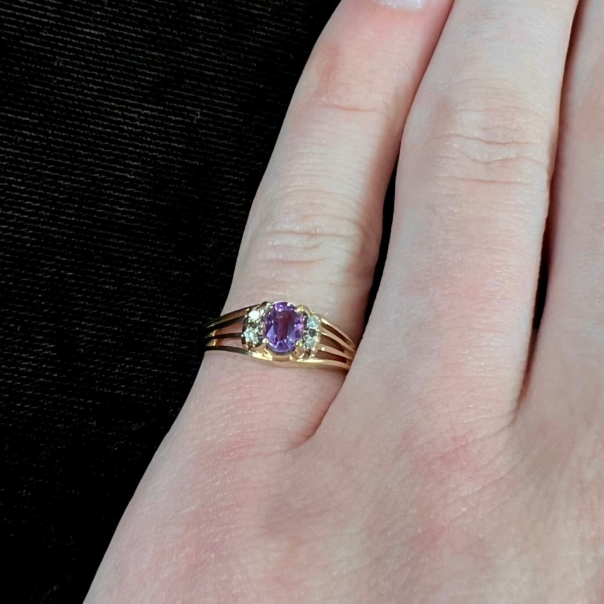 14K White Gold Large Diamond Amethyst Cocktail Ring for Women by Luxurman  14ct 001204